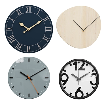 Modern Wall Clock Collection - Set of 4 3D model image 1 