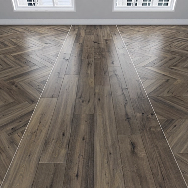 Vintage Oak Parquet: Herringbone, Linear, Chevron 3D model image 1 