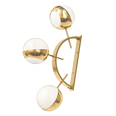 Midcentury Triple Orb Brass Wall Lamp 3D model image 1 