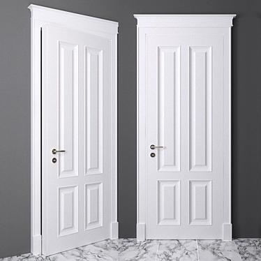 Elegant Classic White Door 3D model image 1 
