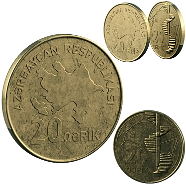 Azerbaijani 20 Manat Coin 3D model image 1 