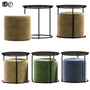 Versatile Kira Nesting Set: Table & Ottoman 3D model image 1 