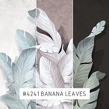 Tropical Vibes: Banana Leaves Wallpaper Set 3D model image 1 