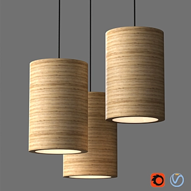 Sleek Cylindrical Pendant Light 3D model image 1 