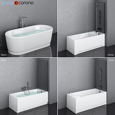 Title: Sanitana Bathtub Set 80 - Perfect Fit for Any Bathroom 3D model image 1 