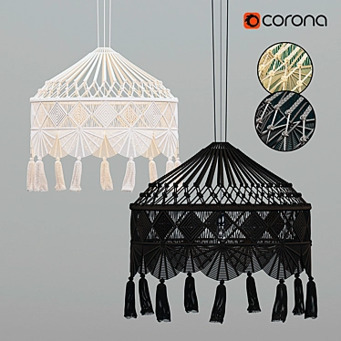 Macrame Pendant Lampshade 3D model image 1 