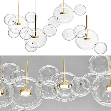 Futuristic Clear Glass Ball Chandelier 3D model image 1 