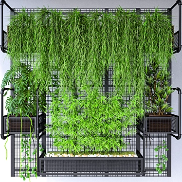 Tropical Wall Grid Pot: Realistic Vertical Garden 3D model image 1 