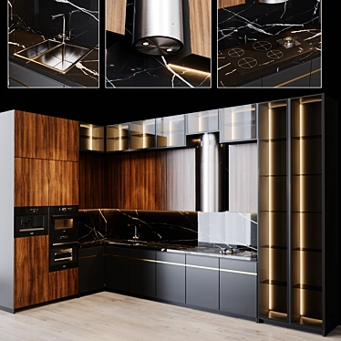 Modern Kitchen with Full Range of Appliances 3D model image 1 