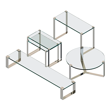 DRAENERT Klassik 1022: Elegant Steel and Glass Tables 3D model image 1 
