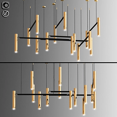 Sleek Tubular Henge Ceiling Lamp 3D model image 1 