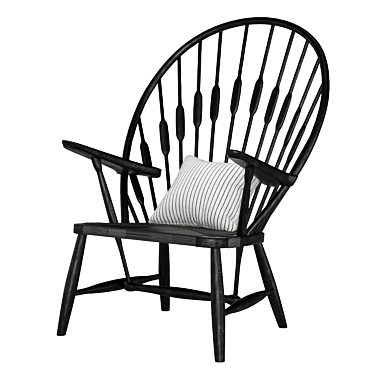 Sleek Black Peacock Lounge Chair 3D model image 1 