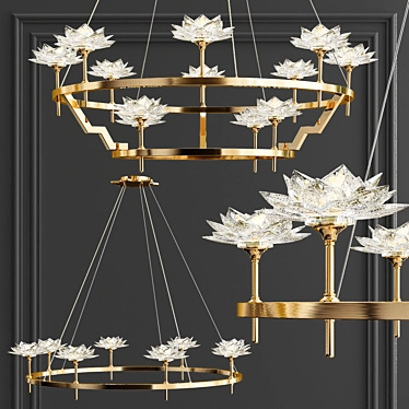 Luminous Petals: Designer Crystal Chandelier 3D model image 1 