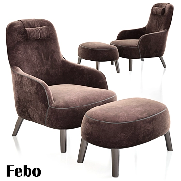 Luxurious Febo Armchairs by Antonio Citterio 3D model image 1 