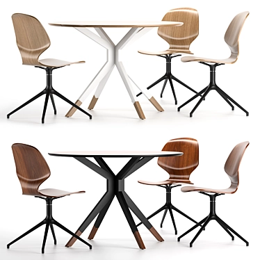 Contemporary Boconcept Florence Chair + Billund Table 3D model image 1 