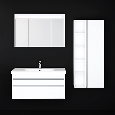 Sleek Bathroom Cabinet Set 3D model image 1 