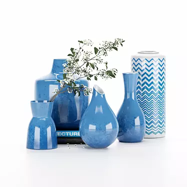 Elegant Blue Vases for V-Ray 3.1 3D model image 1 