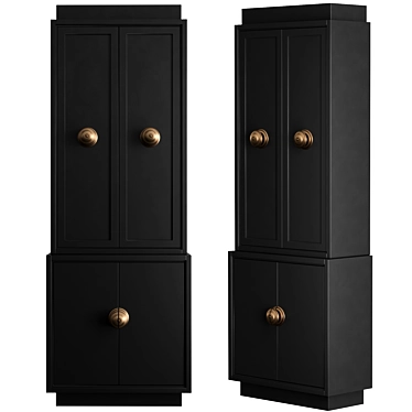Elegant Black Cabinet with Alsace-Inspired Design 3D model image 1 