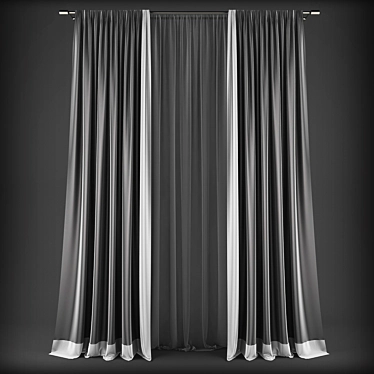 Elegant Sheer Curtains 3D model image 1 