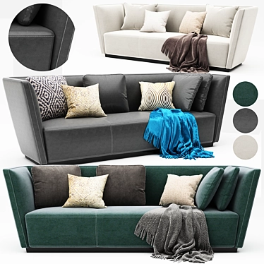 Sleek Comfort: Modern Sofa Set 3D model image 1 