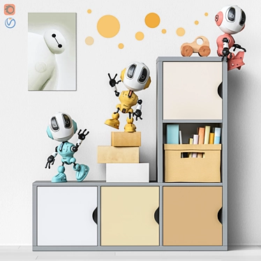 Robot-themed Kids Furniture and Toy Set 3D model image 1 