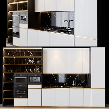 Modern Kitchen Set with Appliances 3D model image 1 