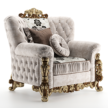 Italian Handcrafted Gold Accent Armchair - A.R. Arredamenti Excelsior 3D model image 1 