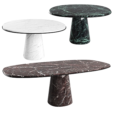 Modern Red and Green Marble Dining Table | Meridiani OWEN 210/140 3D model image 1 