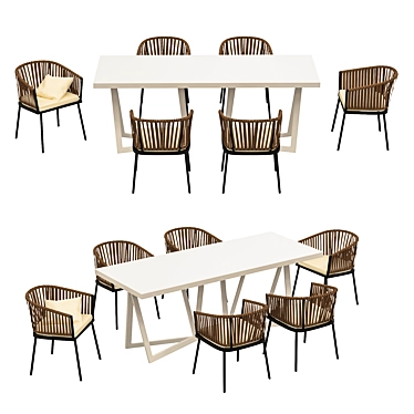 Elegant 4union Dining Set 3D model image 1 