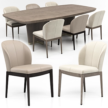 Giorgetti Bigwig Chair and Table Set: Stylish and Functional 3D model image 1 