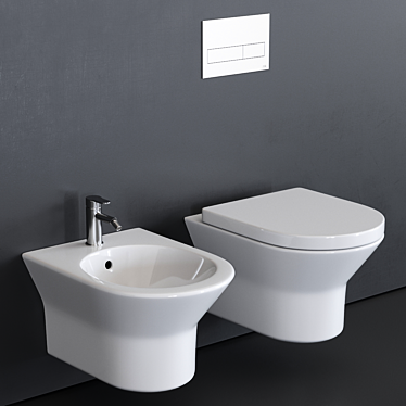 TONO Wall-Hung WC: Sleek Ceramic Bathroom Fixture 3D model image 1 