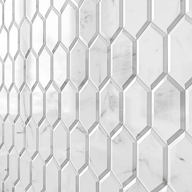 Elegant Gray Beveled Marble Tile 3D model image 1 