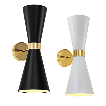 Modern Gold Black White Metal Wall Sconce 3D model image 1 