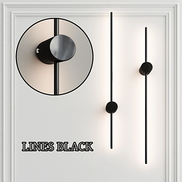 Black Lines LED Wall Sconce 3D model image 1 