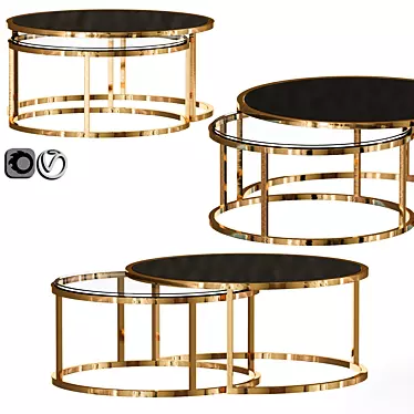 Anyan 2pc Coffee Table Set: Modern Design, Stunning Finish 3D model image 1 