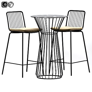 Flood Modern Bar Stool Set 3D model image 1 