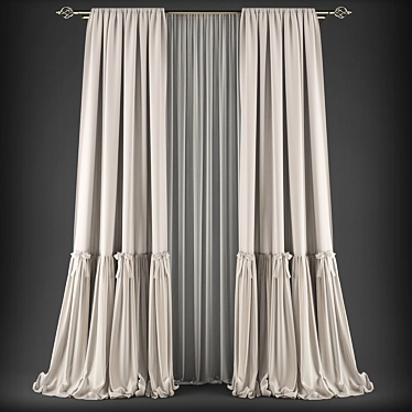 Elegant Sheer Window Curtains 3D model image 1 