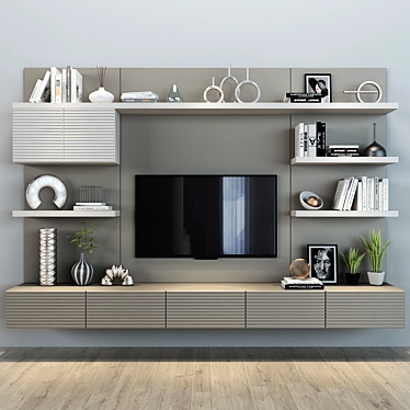 Sleek TV Shelf: 0110 3D model image 1 