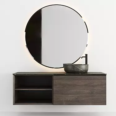 Strato Collection: Mirror, Washbasin, Vanity Unit 3D model image 1 