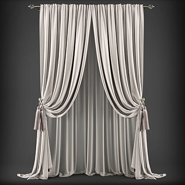 Elegant Custom Curtains 3D model image 1 