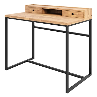 Hiba Writing Desk - Oak and Metal 3D model image 1 