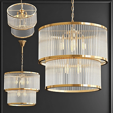 Bronze Pasadena Chandelier with Clear Glass 3D model image 1 