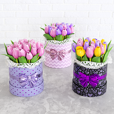 Spring Blooms Gift: Tulips in Box 3D model image 1 