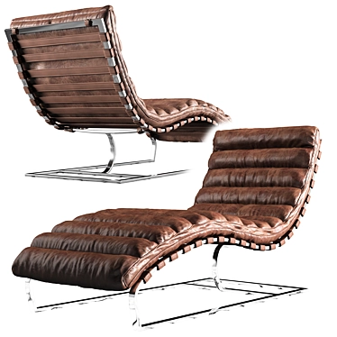 Vintage Leather Chaise Lounge 3D model image 1 