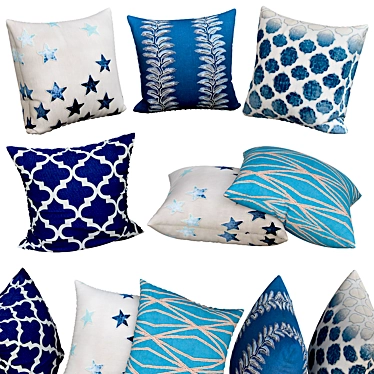 Elegant Embroidered Sofa Pillows 3D model image 1 