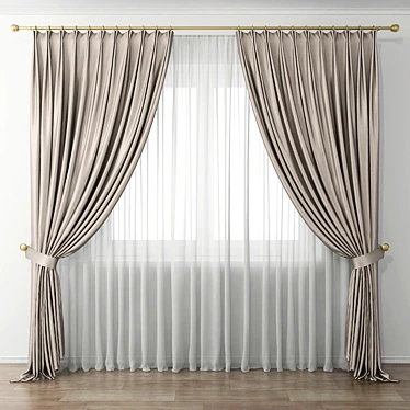 Elegant Sheer Window Curtains 3D model image 1 