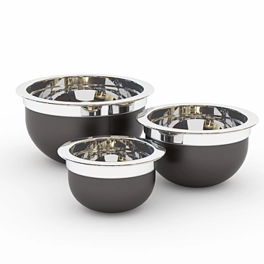 Graphite Stainless Steel Mixing Bowls 3D model image 1 