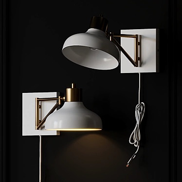 Berkeley White & Brass Swing Arm Sconce 3D model image 1 