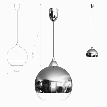 Nowodvorski Globe M 4953: Modern Chrome and Glass Pendant Light 3D model image 1 