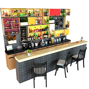 Colorful Alcohol Bar Set 3D model image 1 